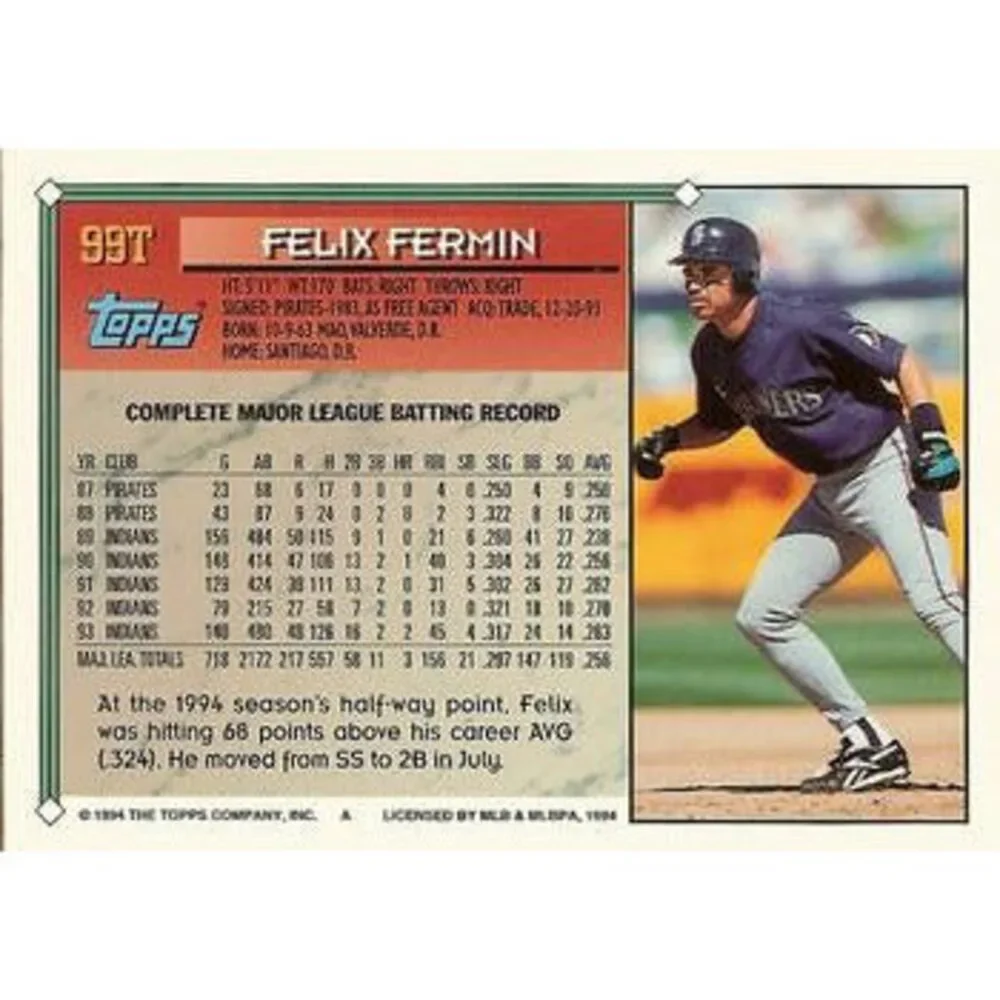 1994 Topps Traded Felix Fermin 99T Seattle Mariners